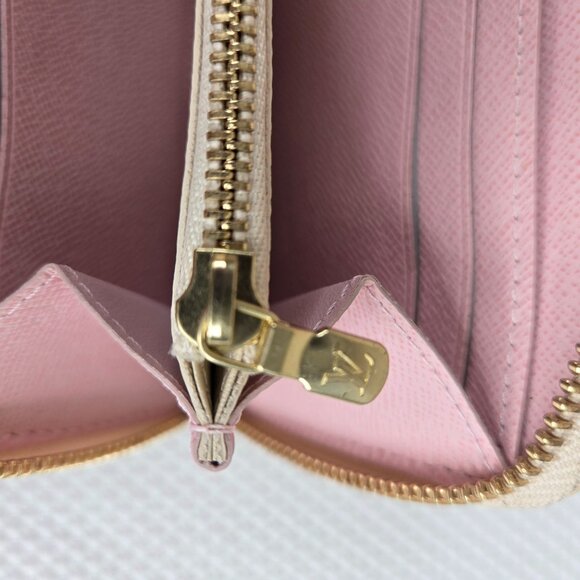 Louis Vuitton Damier Azur Canvas Zippy Wallet Pink Interior Gold Tone SD3117 - Picture 5 of 11